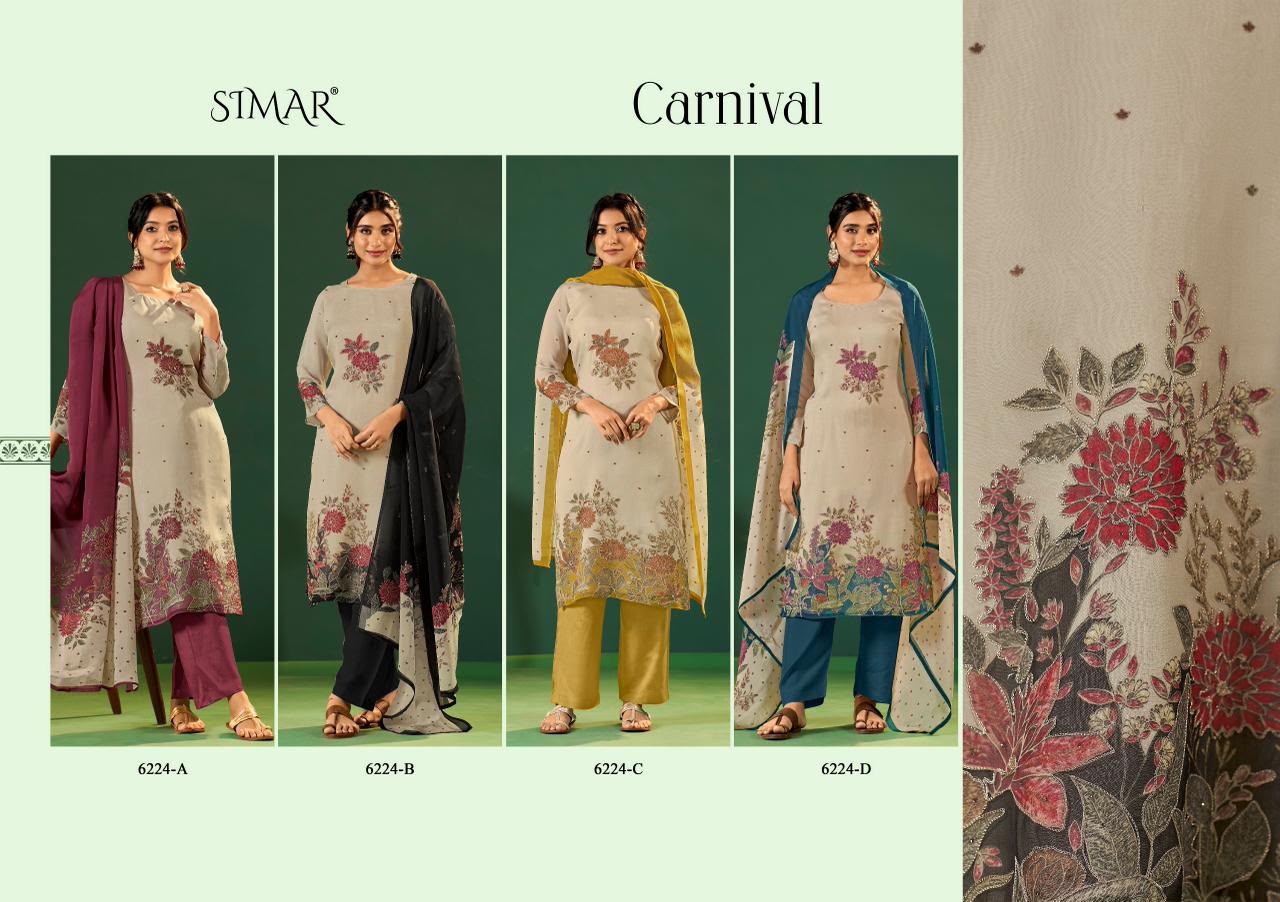 Carnival Organza Simar Viscose Pant Style Suits Exporter Ahmedabad
