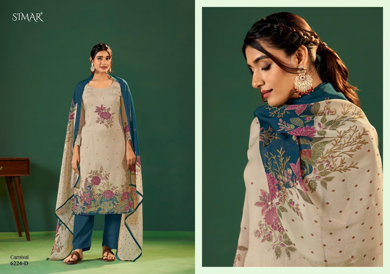 Carnival Organza Simar Viscose Pant Style Suits Exporter Ahmedabad