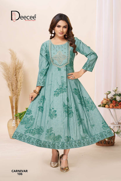 Carnivar Deecee Roman Silk Anarkali Kurtis Wholesale