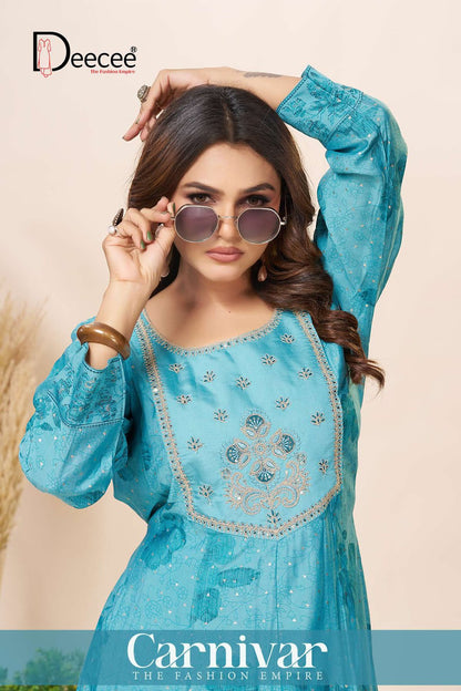 Carnivar Deecee Roman Silk Anarkali Kurtis Wholesale