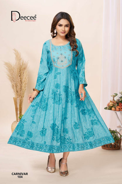 Carnivar Deecee Roman Silk Anarkali Kurtis Wholesale