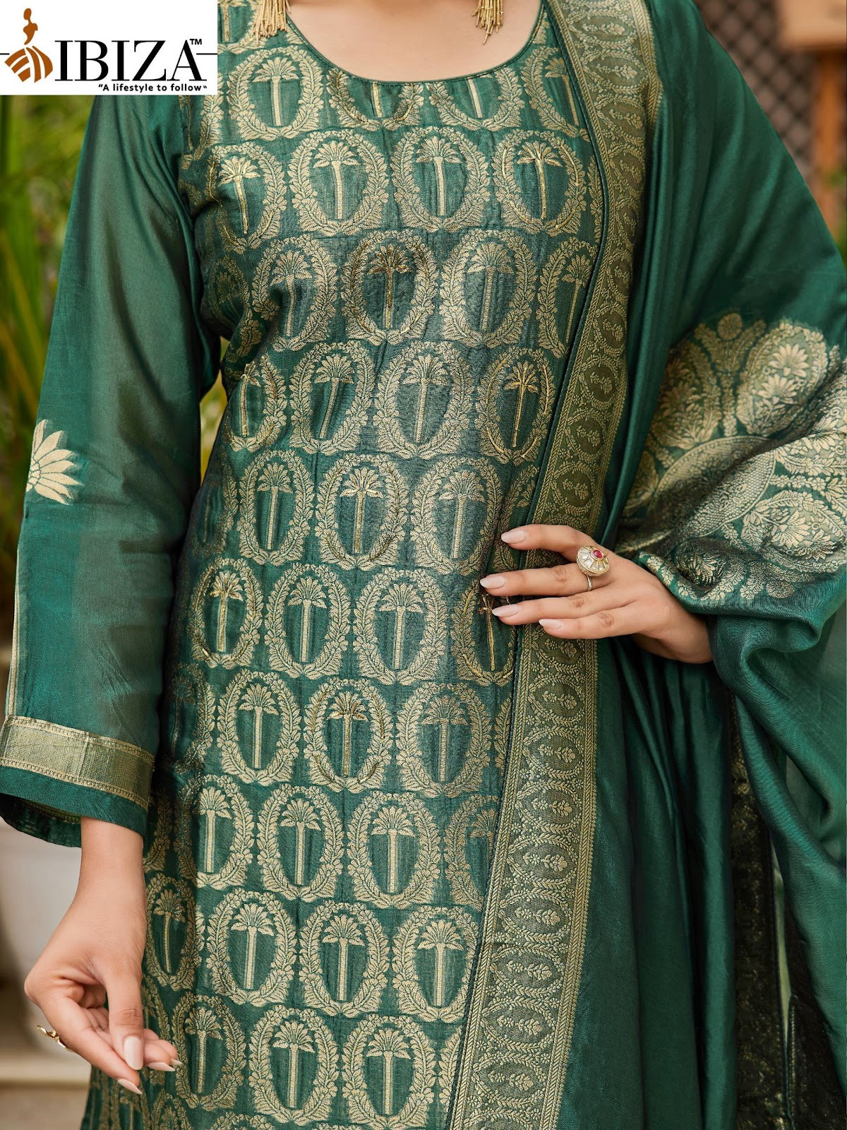 Carol Ibiza Silk Jacquard Pant Style Suits Manufacturer India