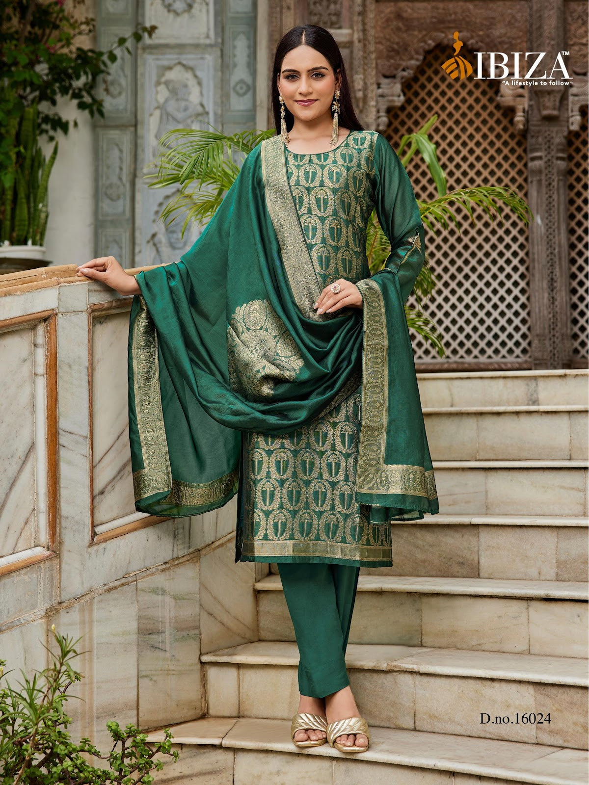 Carol Ibiza Silk Jacquard Pant Style Suits Manufacturer India