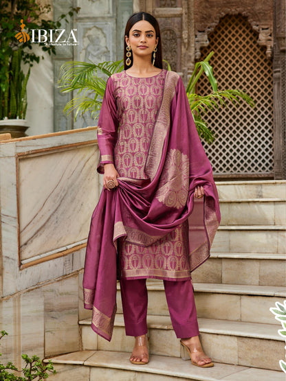 Carol Ibiza Silk Jacquard Pant Style Suits Manufacturer India