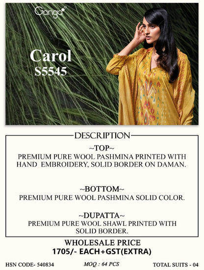 Carol S5545 Ganga Wool Pashmina Suits Supplier Gujarat