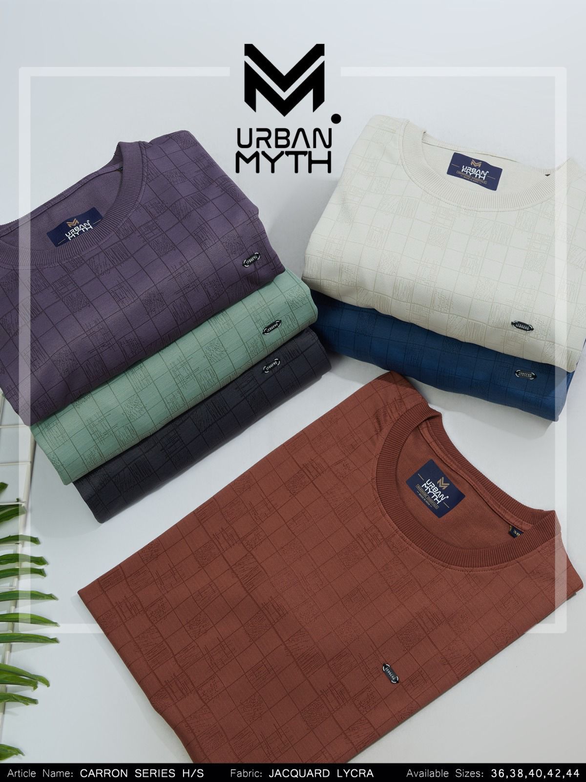 Carron Series Half Series Urban Myth Jacquard Lycra Mens Tshirts Supplier Ahmedabad