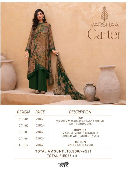 Carter Varshaa Viscose Muslin Karachi Salwar Suits Wholesaler India