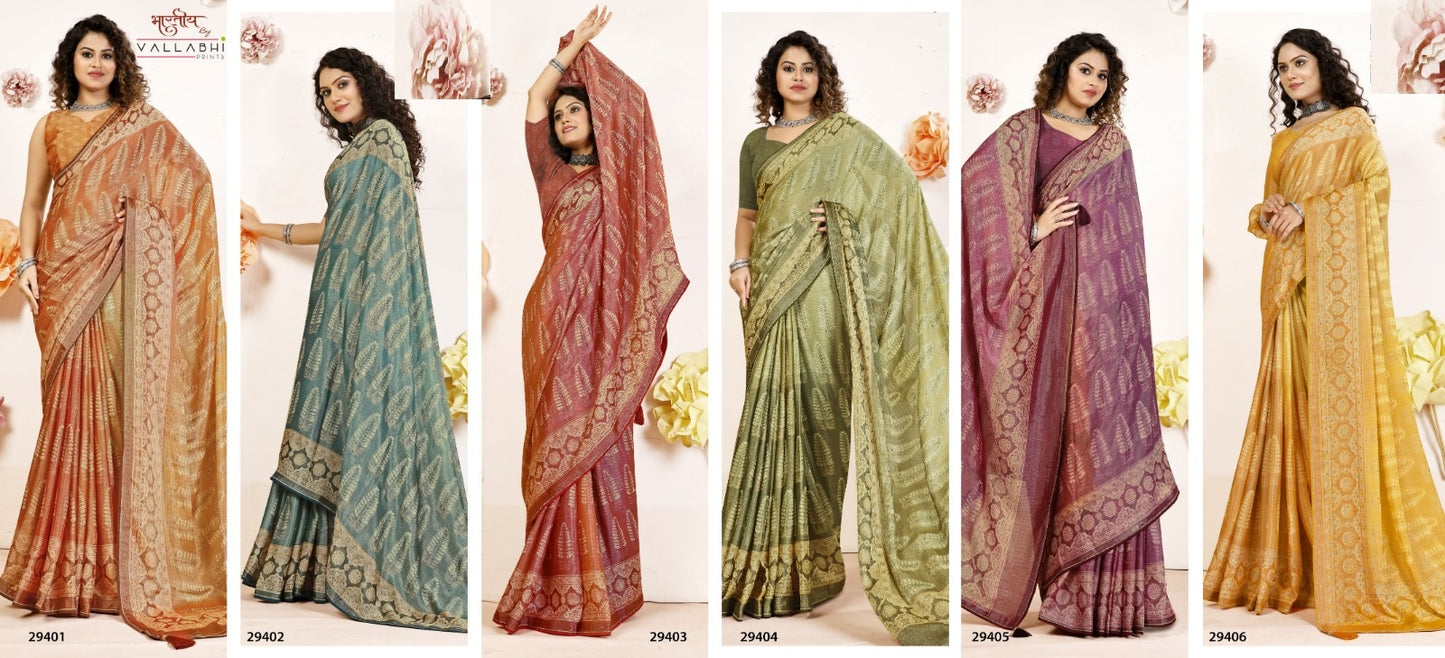 Carvaan Vol 10 Vallabhi Prints Brasso Sarees Wholesaler