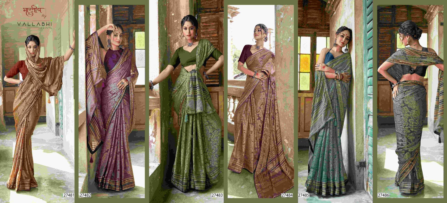 Carvaan Vol 9 Vallabhi Prints Brasso Sarees Wholesaler