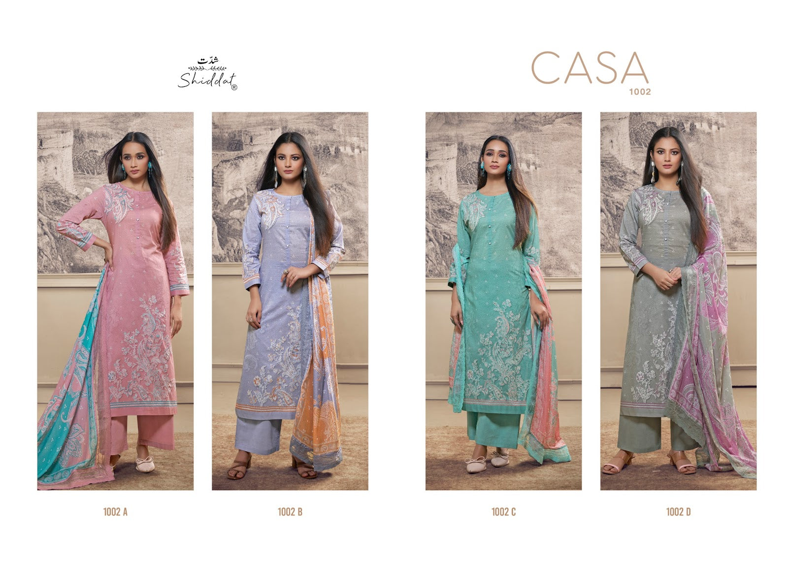 Casa 1002 Shiddat Cambric Pant Style Suits Wholesale Rate