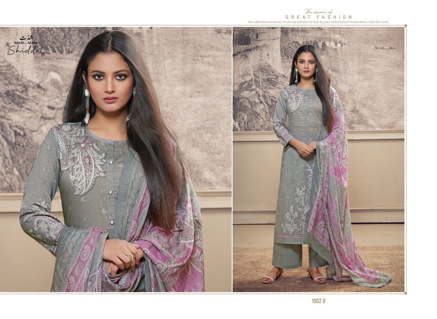 Casa 1002 Shiddat Cambric Pant Style Suits Wholesale Rate