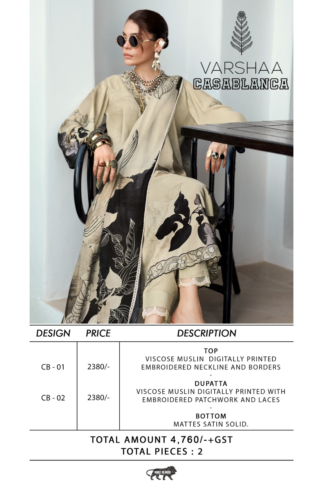 Casablanca Varshaa Viscose Muslin Pakistani Salwar Suits Wholesale