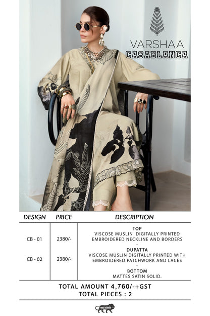 Casablanca Varshaa Viscose Muslin Pakistani Salwar Suits Wholesale