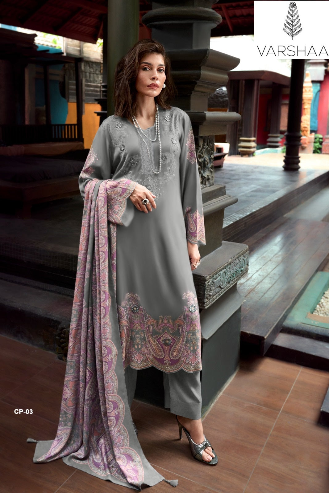 Cashmere Paisley Varshaa Cord Pashmina Suits Manufacturer India