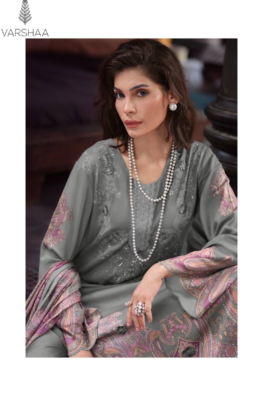 Cashmere Paisley Varshaa Cord Pashmina Suits Manufacturer India