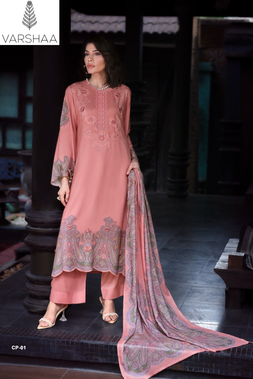 Cashmere Paisley Varshaa Cord Pashmina Suits Manufacturer India