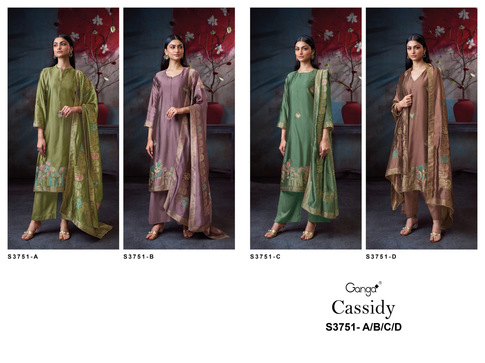 Cassidy 3751 Ganga Premium Viscose Plazzo Style Suits Supplier Gujarat