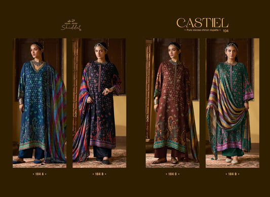 Castiel 104 Shiddat Viscose Pashmina Suits Supplier