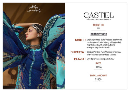 Castiel 111 Shiddat Viscose Pashmina Suits Wholesale