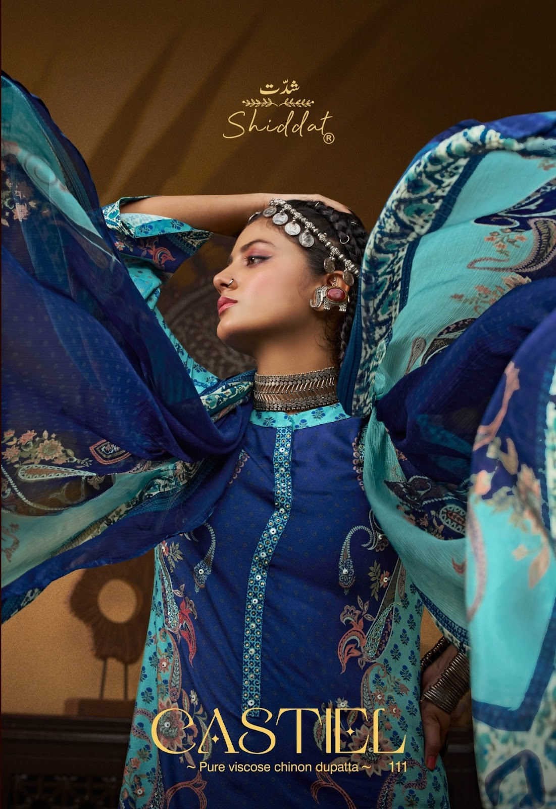 Castiel 111 Shiddat Viscose Pashmina Suits Wholesale