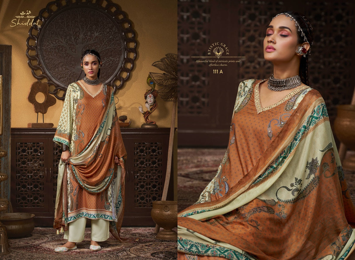 Castiel 111 Shiddat Viscose Pashmina Suits Wholesale