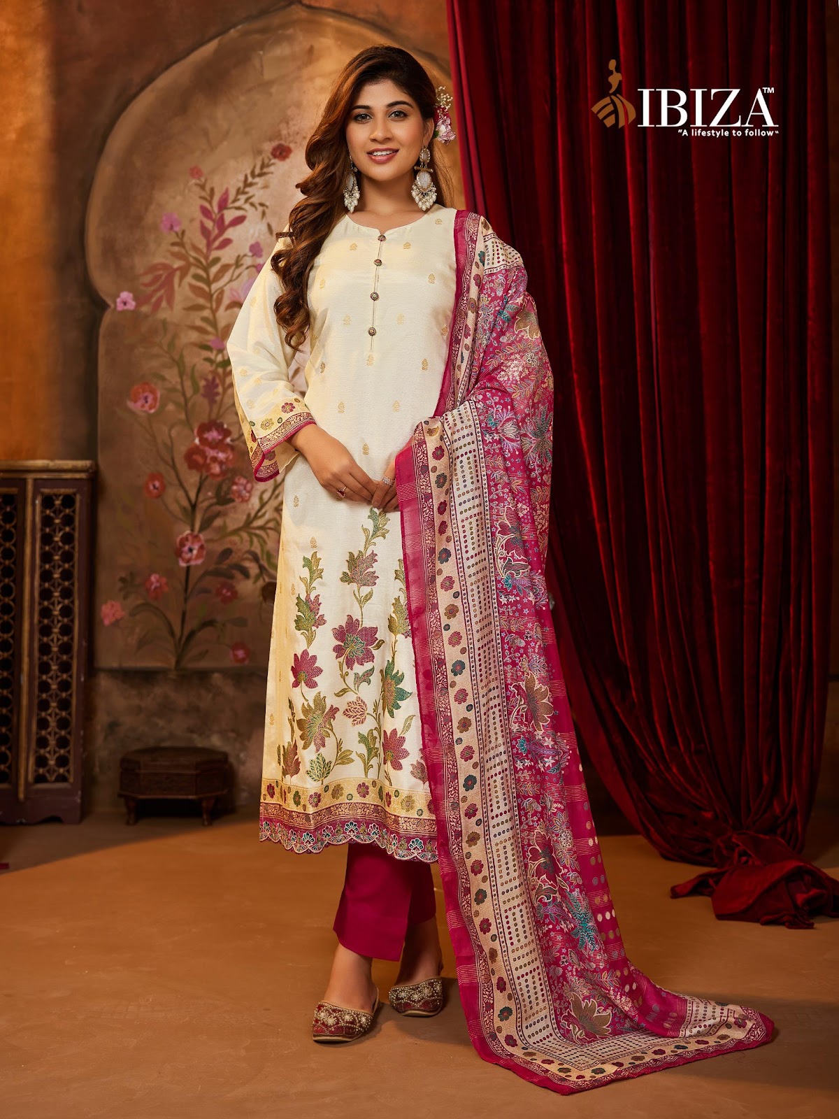 Casuai Dairy Ibiza Pure Silk Pant Style Suits Wholesaler Ahmedabad