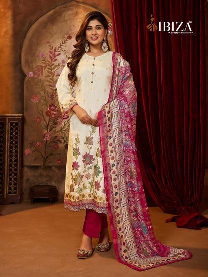 Casuai Dairy Ibiza Pure Silk Pant Style Suits Wholesaler Ahmedabad