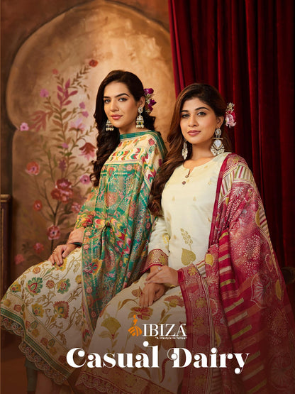 Casuai Dairy Ibiza Pure Silk Pant Style Suits Wholesaler Ahmedabad