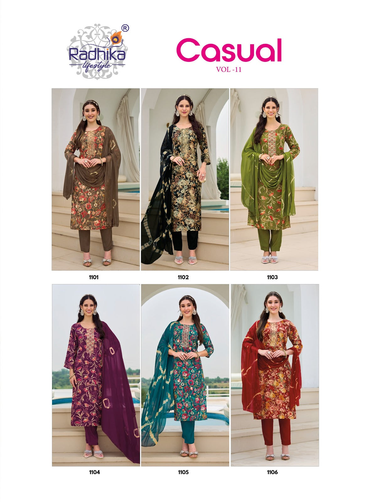 Casual Vol 11 Radhika Lifestyle Reyon Readymade Pant Style Suits Supplier Ahmedabad