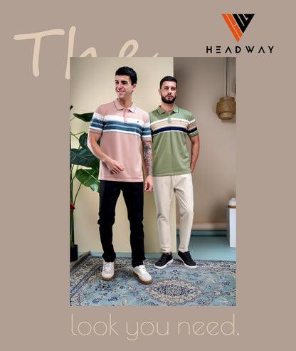 Cat 1019 Pique Headway Auto Stripes Mens Tshirts Wholesaler Ahmedabad
