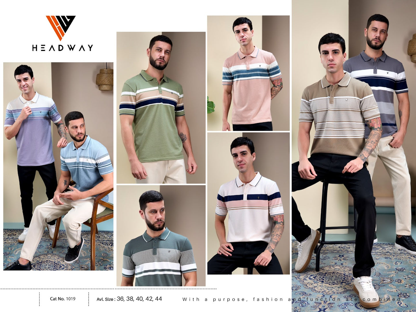 Cat 1019 Pique Headway Auto Stripes Mens Tshirts Wholesaler Ahmedabad