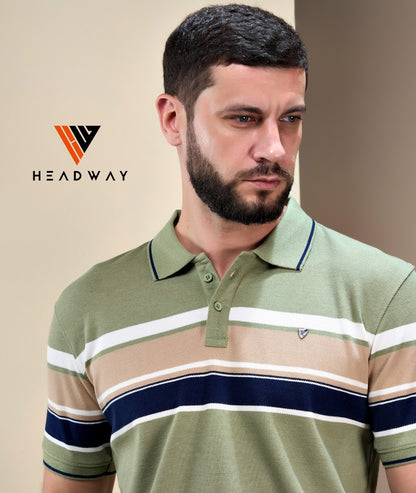 Cat 1019 Pique Headway Auto Stripes Mens Tshirts Wholesaler Ahmedabad