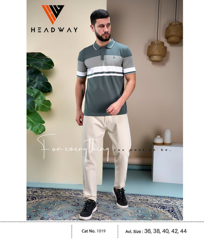 Cat 1019 Pique Headway Auto Stripes Mens Tshirts Wholesaler Ahmedabad