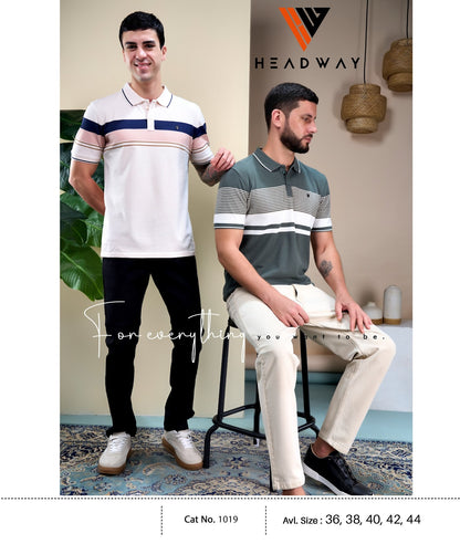Cat 1019 Pique Headway Auto Stripes Mens Tshirts Wholesaler Ahmedabad