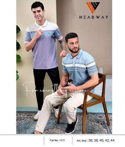 Cat 1019 Pique Headway Auto Stripes Mens Tshirts Wholesaler Ahmedabad
