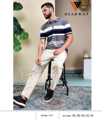 Cat 1019 Pique Headway Auto Stripes Mens Tshirts Wholesaler Ahmedabad