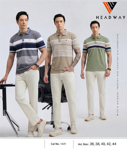 Cat 1019 Pique Headway Auto Stripes Mens Tshirts Wholesaler Ahmedabad