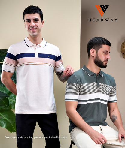 Cat 1019 Pique Headway Auto Stripes Mens Tshirts Wholesaler Ahmedabad
