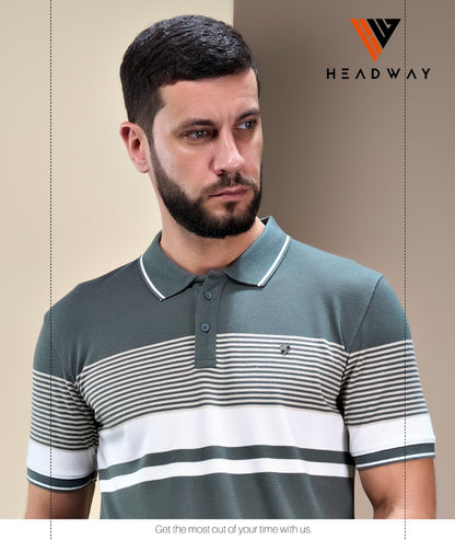 Cat 1019 Pique Headway Auto Stripes Mens Tshirts Wholesaler Ahmedabad