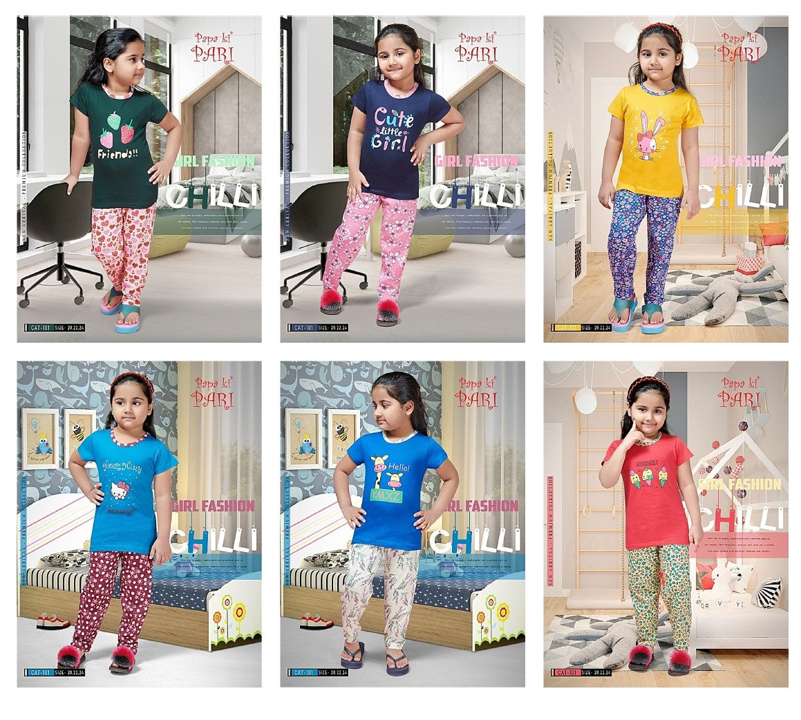 Cat 101 Papa Ki Pari Cotton Girls Pant Set Supplier