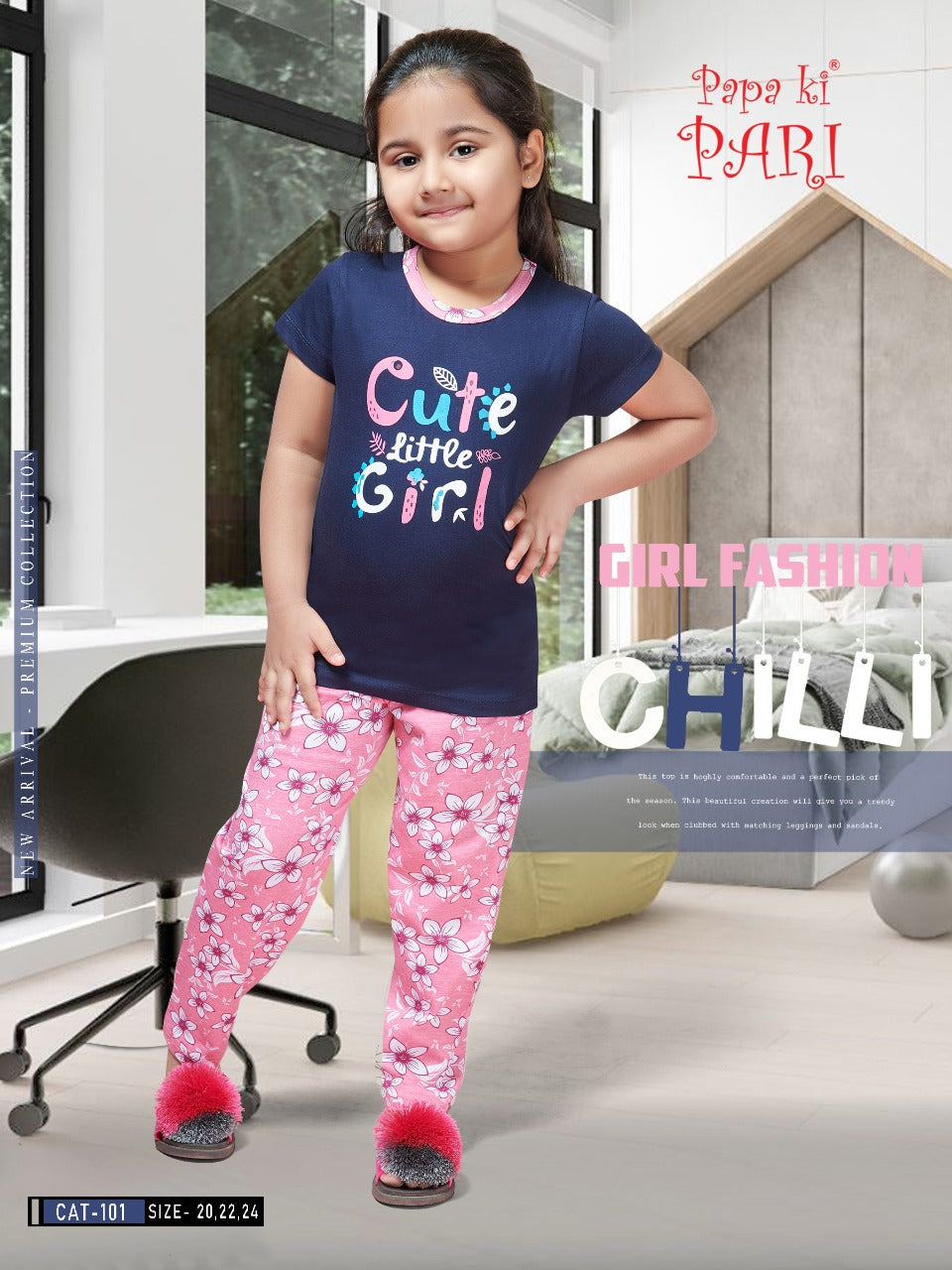 Cat 101 Papa Ki Pari Cotton Girls Pant Set Supplier