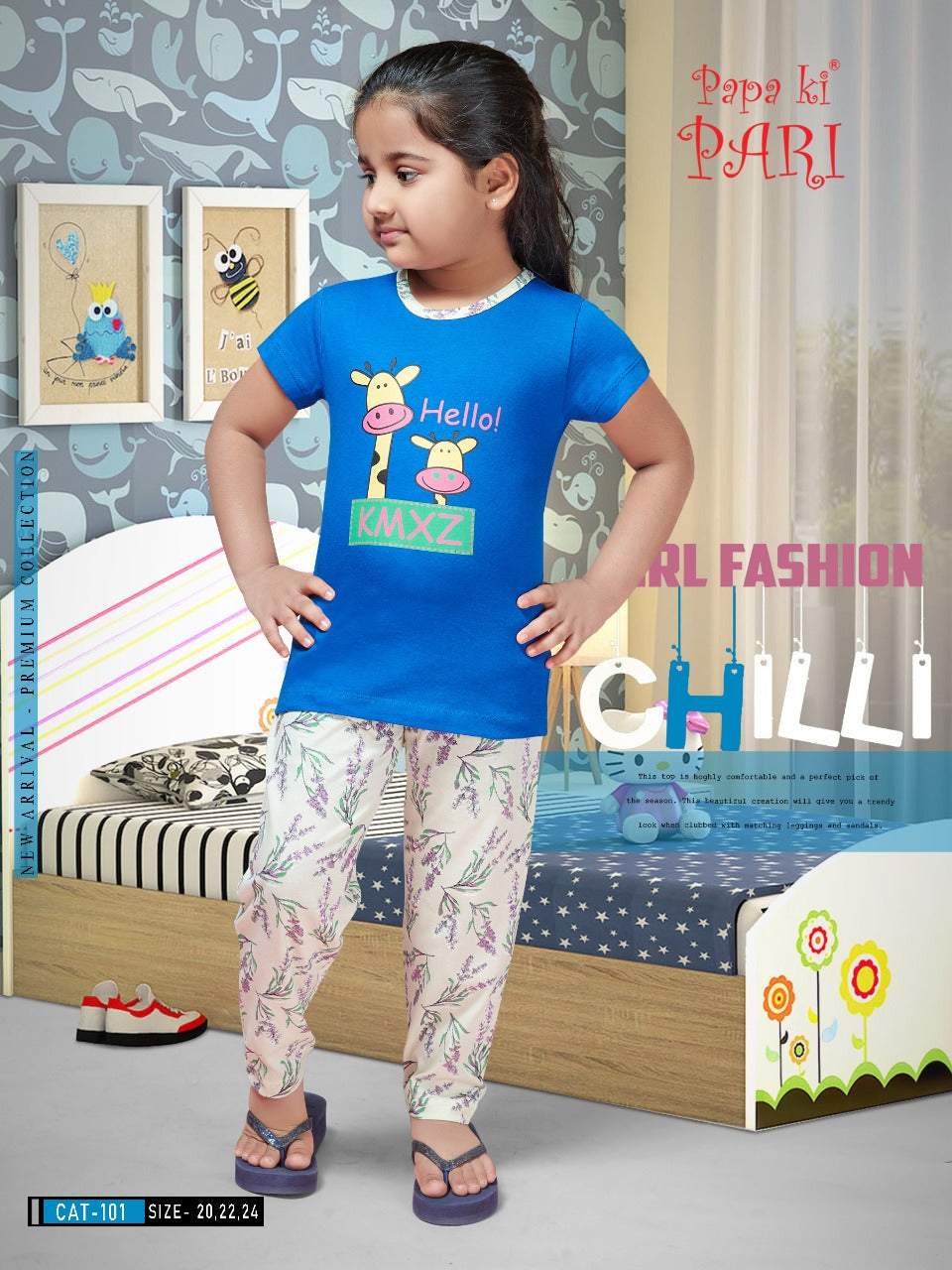 Cat 101 Papa Ki Pari Cotton Girls Pant Set Supplier