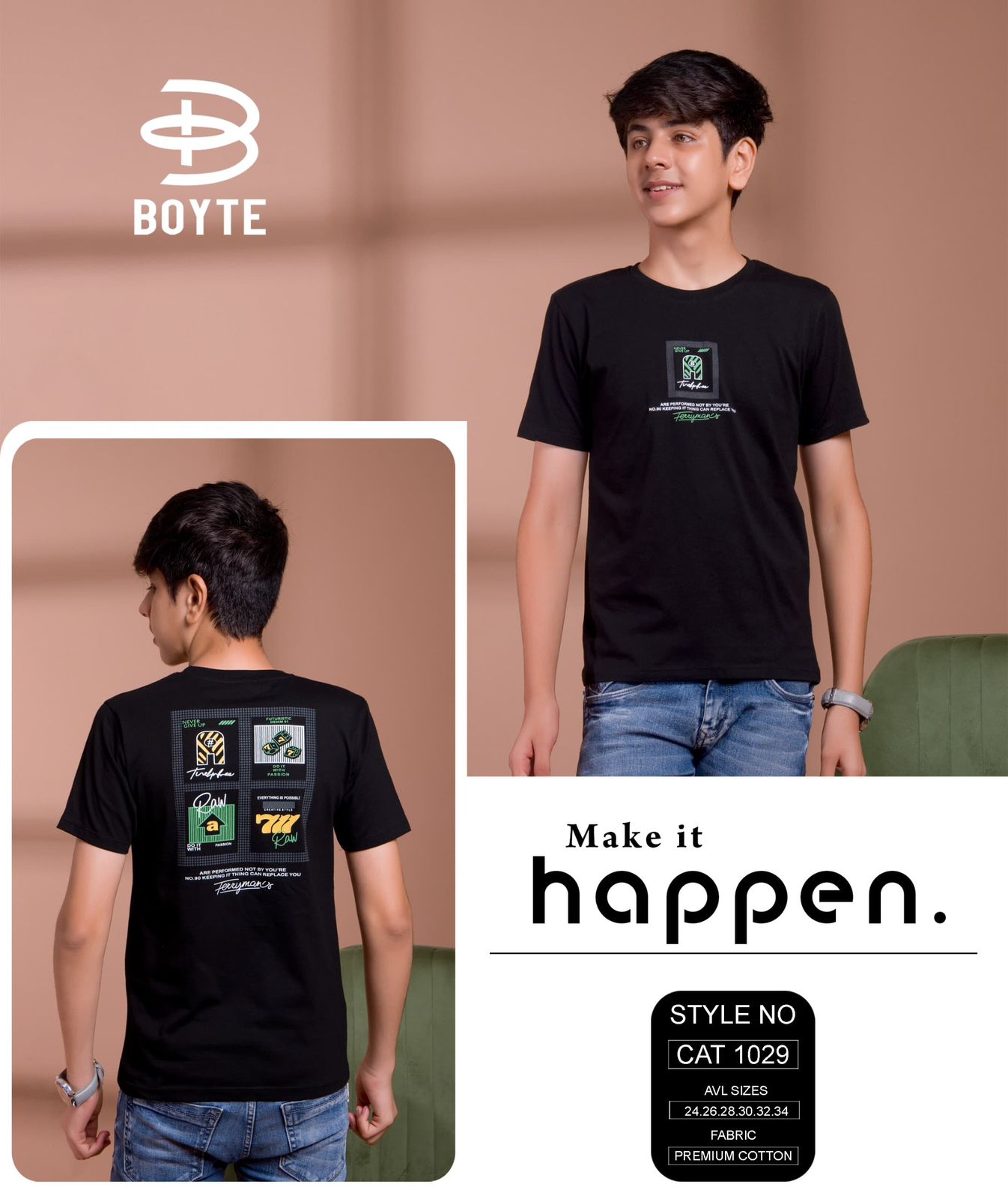 Cat 1029 Boyte Premium Cotton Boys Tshirt Wholesaler Ahmedabad
