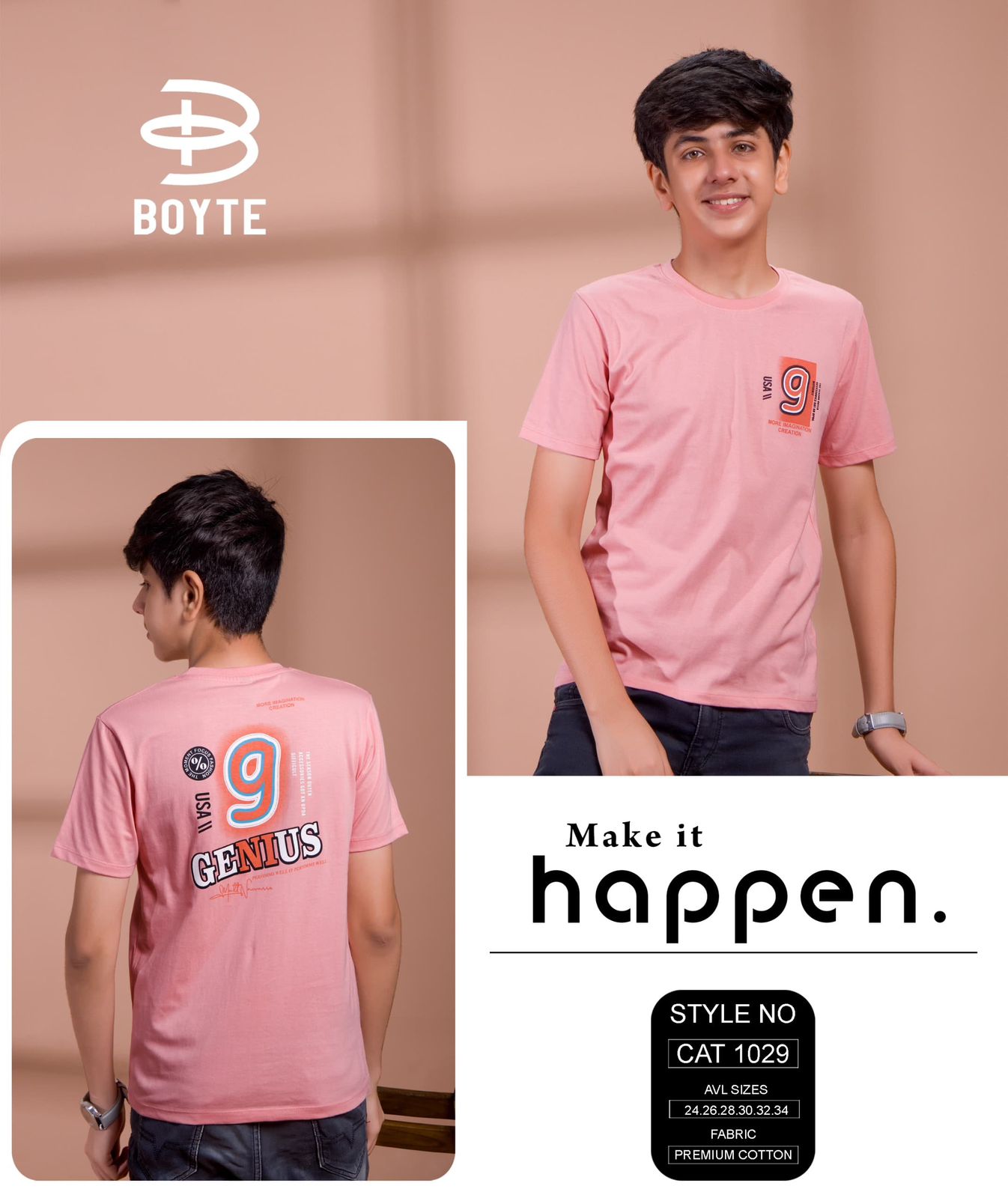 Cat 1029 Boyte Premium Cotton Boys Tshirt Wholesaler Ahmedabad