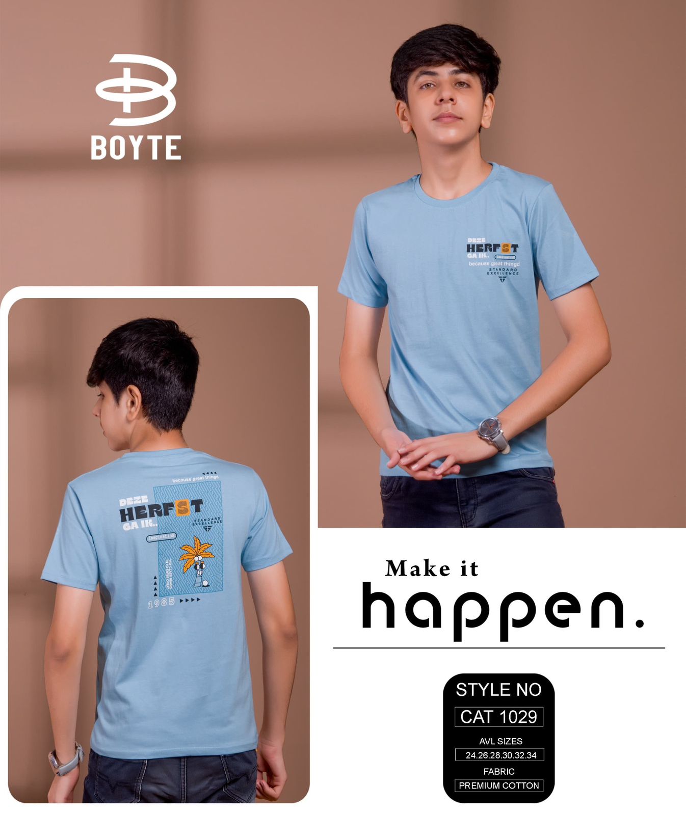 Cat 1029 Boyte Premium Cotton Boys Tshirt Wholesaler Ahmedabad