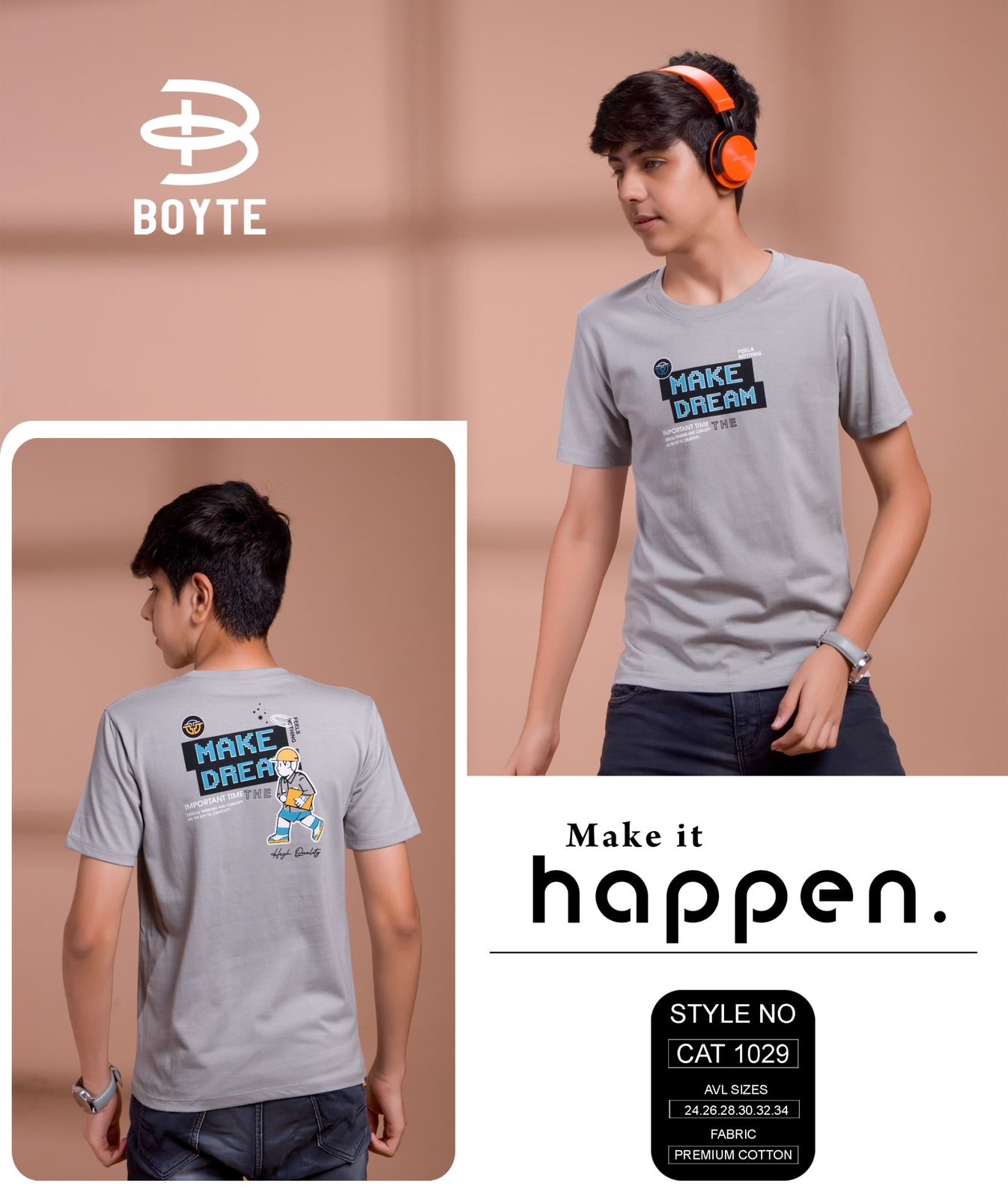 Cat 1029 Boyte Premium Cotton Boys Tshirt Wholesaler Ahmedabad