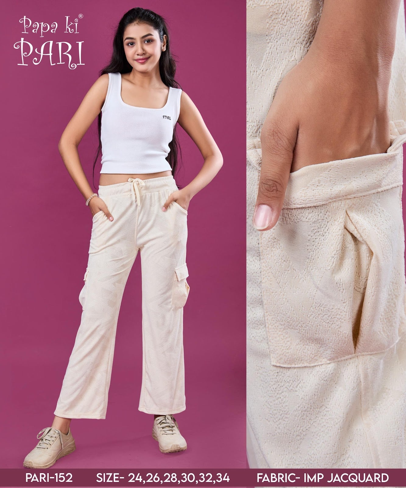 Cat 152 Papa Ki Pari Imported Girls Cargo Pants Manufacturer Gujarat