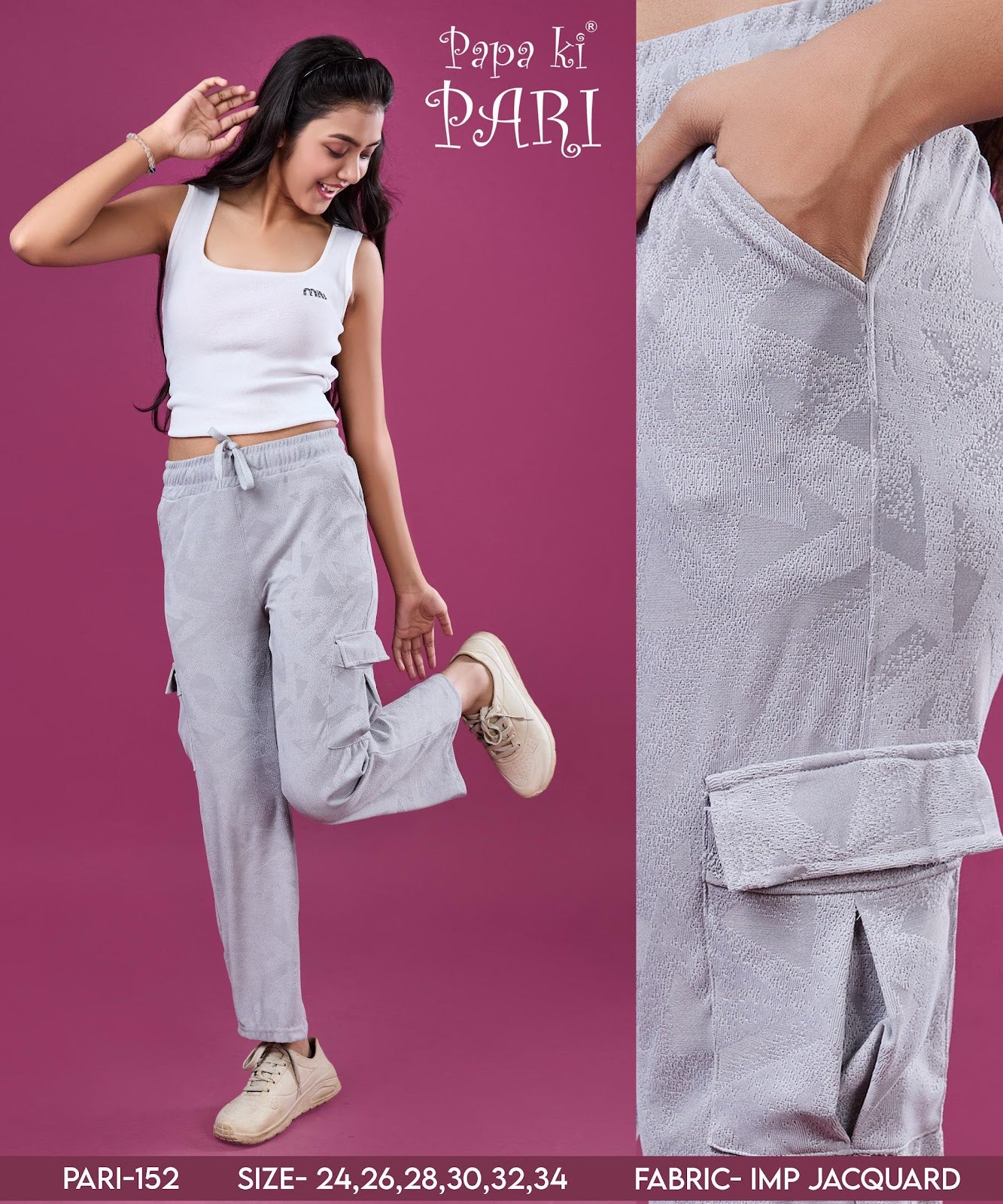 Cat 152 Papa Ki Pari Imported Girls Cargo Pants Manufacturer Gujarat