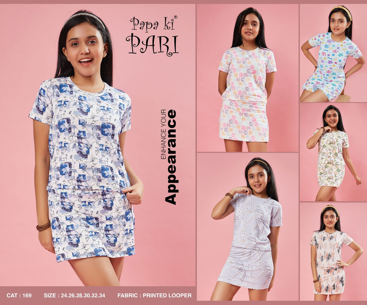 Cat 169 Papa Ki Pari Looper Girls Shorts Set Wholesaler
