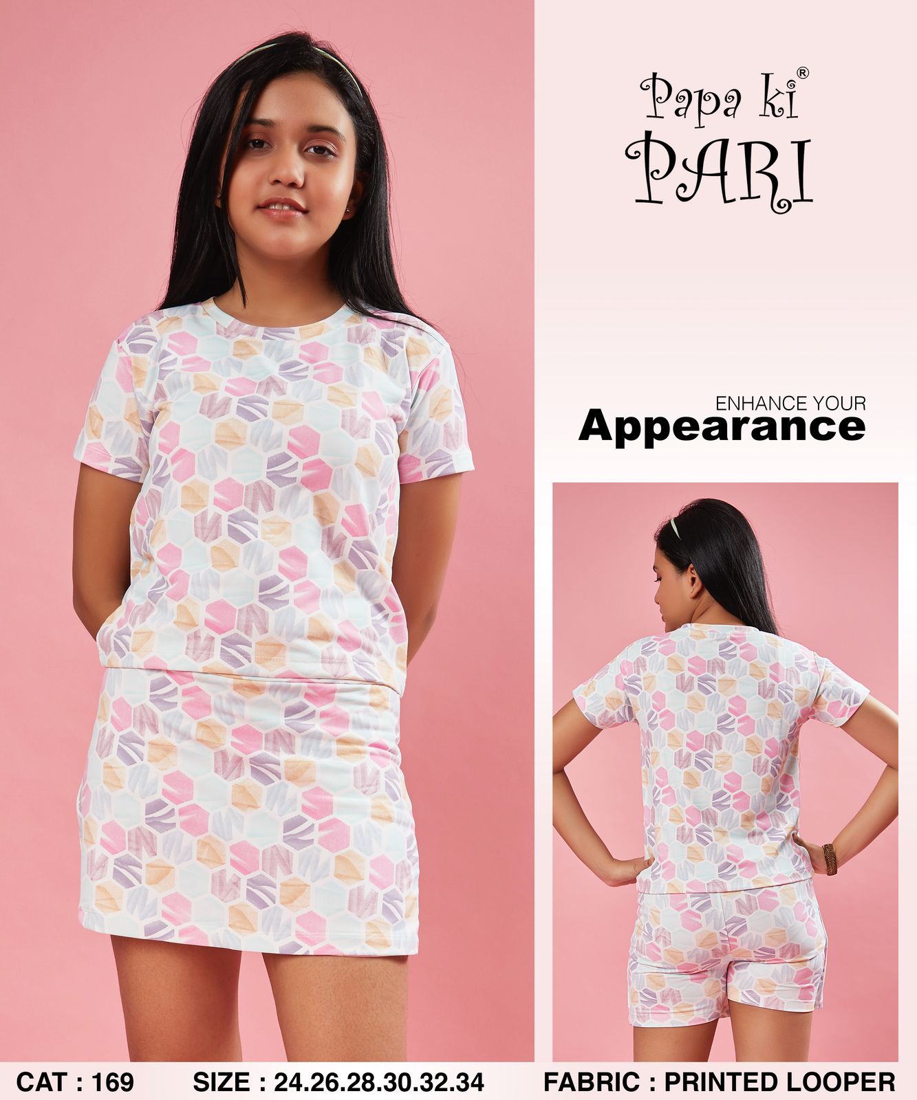 Cat 169 Papa Ki Pari Looper Girls Shorts Set Wholesaler